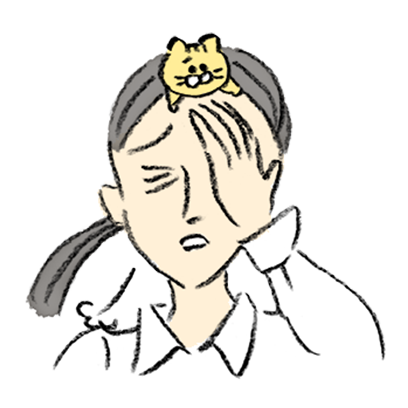 새끼 고양이가 그녀의 머리에 앉는다. messages sticker-8